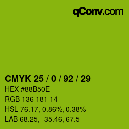 颜色代码: CMYK 25 / 0 / 92 / 29 | qconv.com