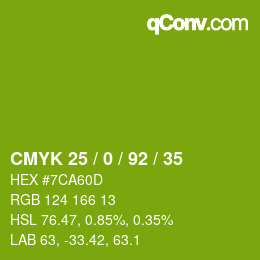 Color code: CMYK 25 / 0 / 92 / 35 | qconv.com