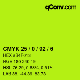 颜色代码: CMYK 25 / 0 / 92 / 6 | qconv.com