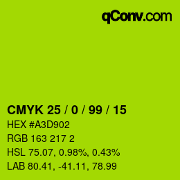 カラーコード: CMYK 25 / 0 / 99 / 15 | qconv.com