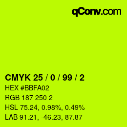 カラーコード: CMYK 25 / 0 / 99 / 2 | qconv.com