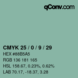 颜色代码: CMYK 25 / 0 / 9 / 29 | qconv.com