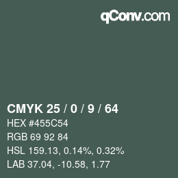 カラーコード: CMYK 25 / 0 / 9 / 64 | qconv.com