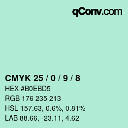 カラーコード: CMYK 25 / 0 / 9 / 8 | qconv.com