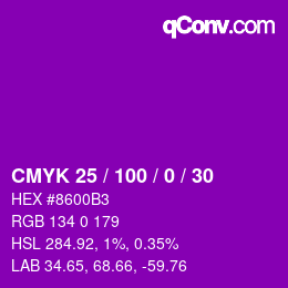 Color code: CMYK 25 / 100 / 0 / 30 | qconv.com