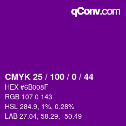 颜色代码: CMYK 25 / 100 / 0 / 44 | qconv.com