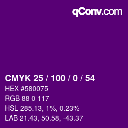 Color code: CMYK 25 / 100 / 0 / 54 | qconv.com