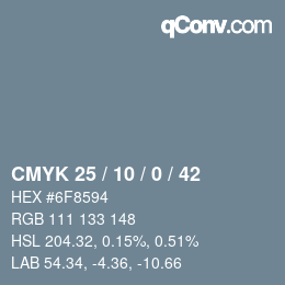 Color code: CMYK 25 / 10 / 0 / 42 | qconv.com