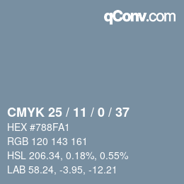 カラーコード: CMYK 25 / 11 / 0 / 37 | qconv.com