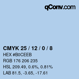 カラーコード: CMYK 25 / 12 / 0 / 8 | qconv.com