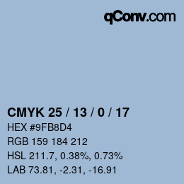 カラーコード: CMYK 25 / 13 / 0 / 17 | qconv.com