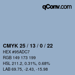 Color code: CMYK 25 / 13 / 0 / 22 | qconv.com