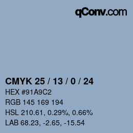 Color code: CMYK 25 / 13 / 0 / 24 | qconv.com