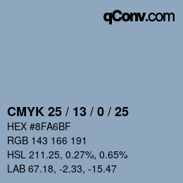 Código de color: CMYK 25 / 13 / 0 / 25 | qconv.com