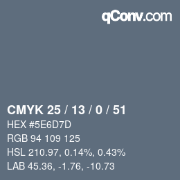 Color code: CMYK 25 / 13 / 0 / 51 | qconv.com