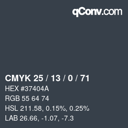 Color code: CMYK 25 / 13 / 0 / 71 | qconv.com