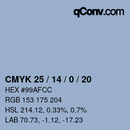 Color code: CMYK 25 / 14 / 0 / 20 | qconv.com