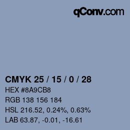 Código de color: CMYK 25 / 15 / 0 / 28 | qconv.com