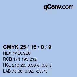 カラーコード: CMYK 25 / 16 / 0 / 9 | qconv.com