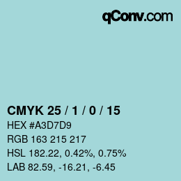 Color code: CMYK 25 / 1 / 0 / 15 | qconv.com