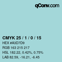 カラーコード: CMYK 25 / 1 / 0 / 15 | qconv.com