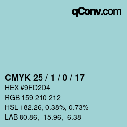 颜色代码: CMYK 25 / 1 / 0 / 17 | qconv.com