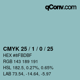 颜色代码: CMYK 25 / 1 / 0 / 25 | qconv.com