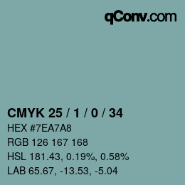 カラーコード: CMYK 25 / 1 / 0 / 34 | qconv.com