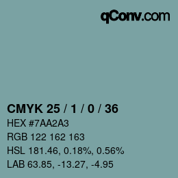 颜色代码: CMYK 25 / 1 / 0 / 36 | qconv.com