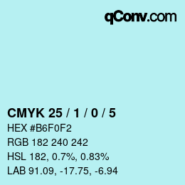 颜色代码: CMYK 25 / 1 / 0 / 5 | qconv.com