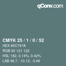 Código de color: CMYK 25 / 1 / 0 / 52 | qconv.com