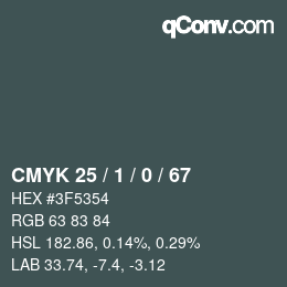 Color code: CMYK 25 / 1 / 0 / 67 | qconv.com