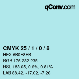 Color code: CMYK 25 / 1 / 0 / 8 | qconv.com
