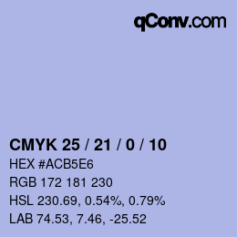 Color code: CMYK 25 / 21 / 0 / 10 | qconv.com