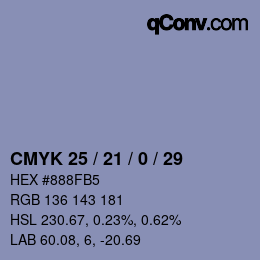 Código de color: CMYK 25 / 21 / 0 / 29 | qconv.com