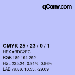 カラーコード: CMYK 25 / 23 / 0 / 1 | qconv.com