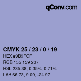 カラーコード: CMYK 25 / 23 / 0 / 19 | qconv.com