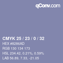 Color code: CMYK 25 / 23 / 0 / 32 | qconv.com