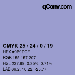 カラーコード: CMYK 25 / 24 / 0 / 19 | qconv.com