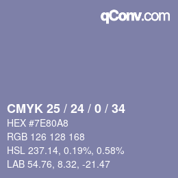 Color code: CMYK 25 / 24 / 0 / 34 | qconv.com