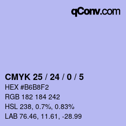 カラーコード: CMYK 25 / 24 / 0 / 5 | qconv.com