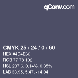 颜色代码: CMYK 25 / 24 / 0 / 60 | qconv.com