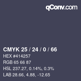 Color code: CMYK 25 / 24 / 0 / 66 | qconv.com