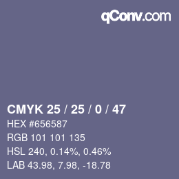 カラーコード: CMYK 25 / 25 / 0 / 47 | qconv.com
