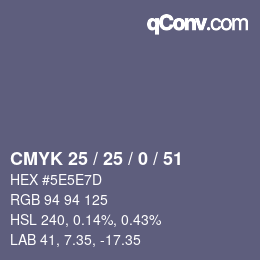 颜色代码: CMYK 25 / 25 / 0 / 51 | qconv.com