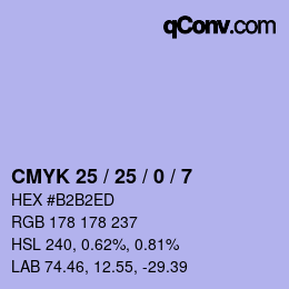 Color code: CMYK 25 / 25 / 0 / 7 | qconv.com