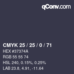 カラーコード: CMYK 25 / 25 / 0 / 71 | qconv.com