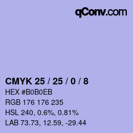Color code: CMYK 25 / 25 / 0 / 8 | qconv.com