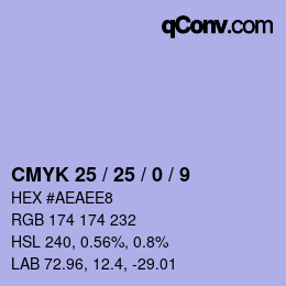 颜色代码: CMYK 25 / 25 / 0 / 9 | qconv.com