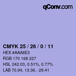 Color code: CMYK 25 / 26 / 0 / 11 | qconv.com